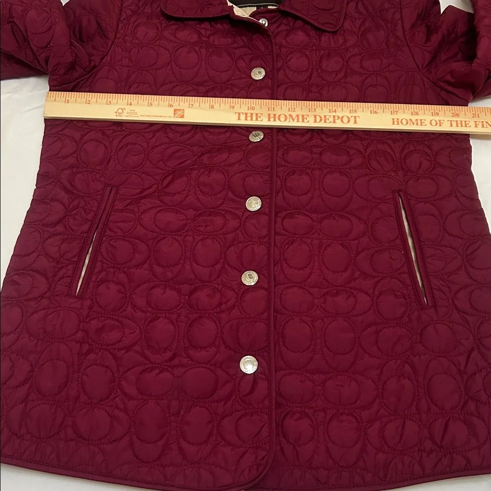 Coach Maroon Quilted Logo Jacket M